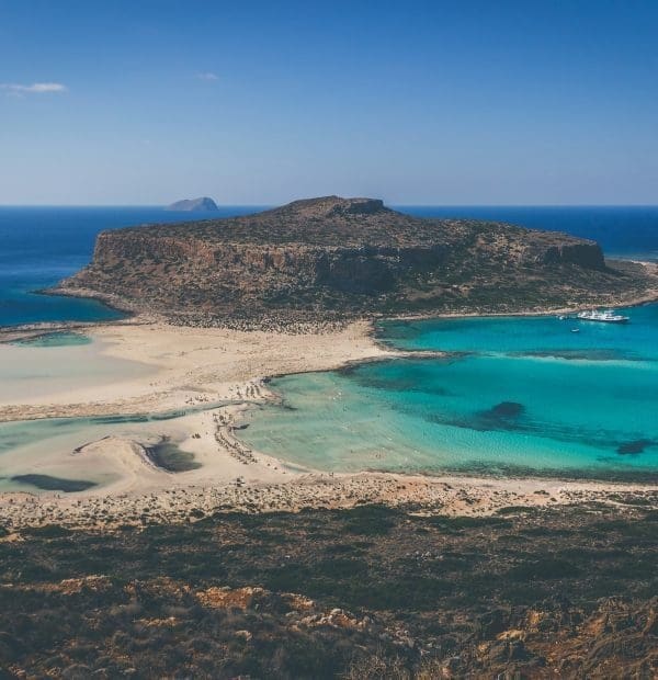 Aerial view of tropical lagoon and beach