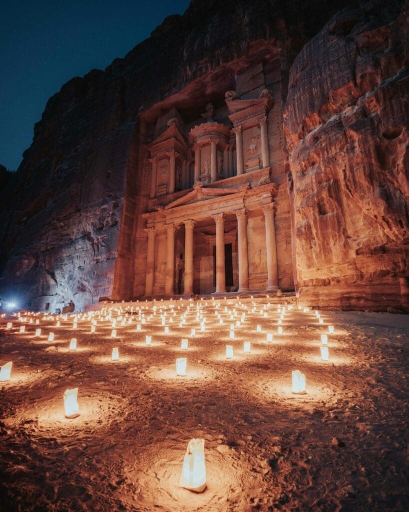 Petra by night, illuminated by candles